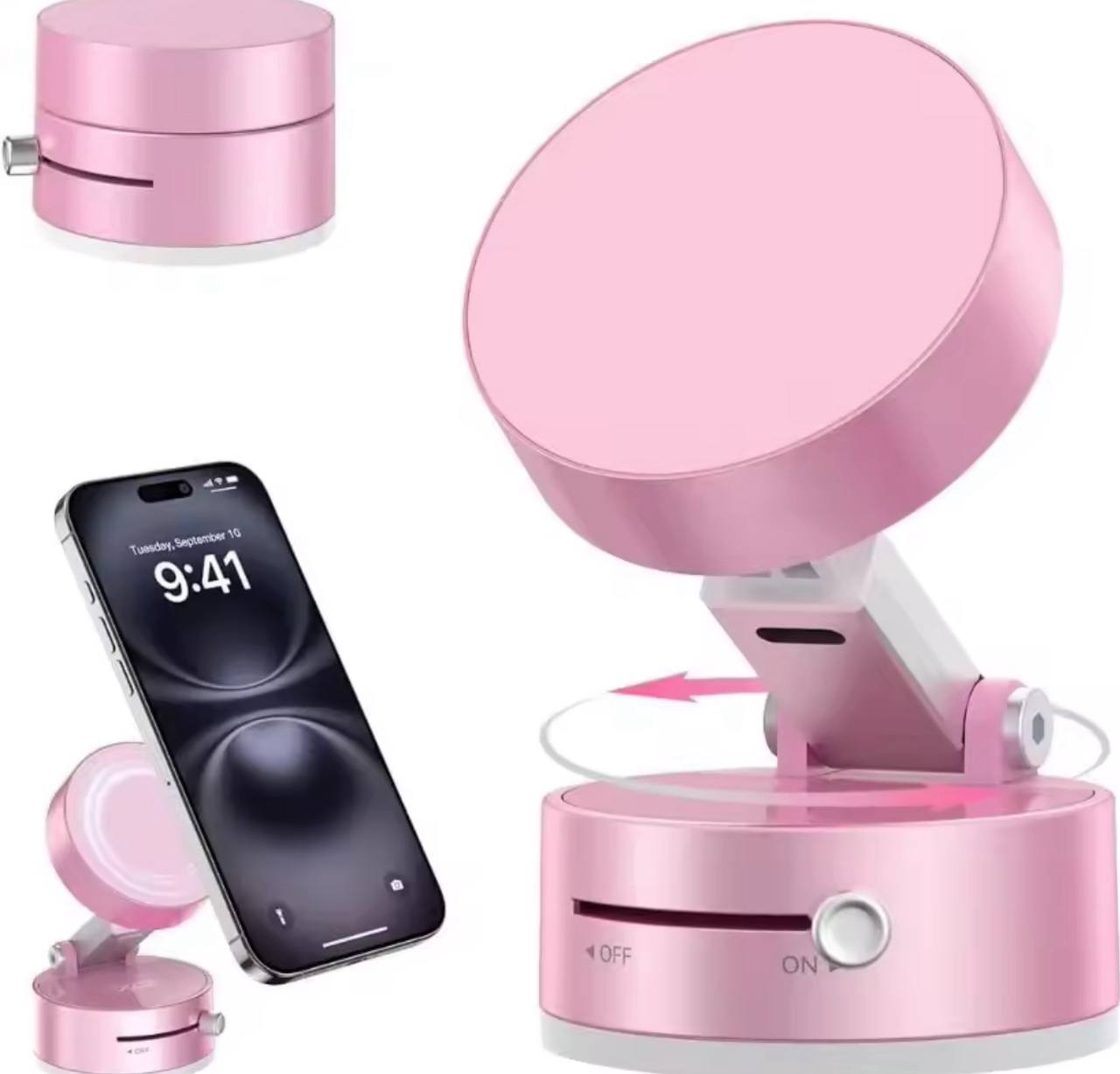 Vacuum car/glass phone holder