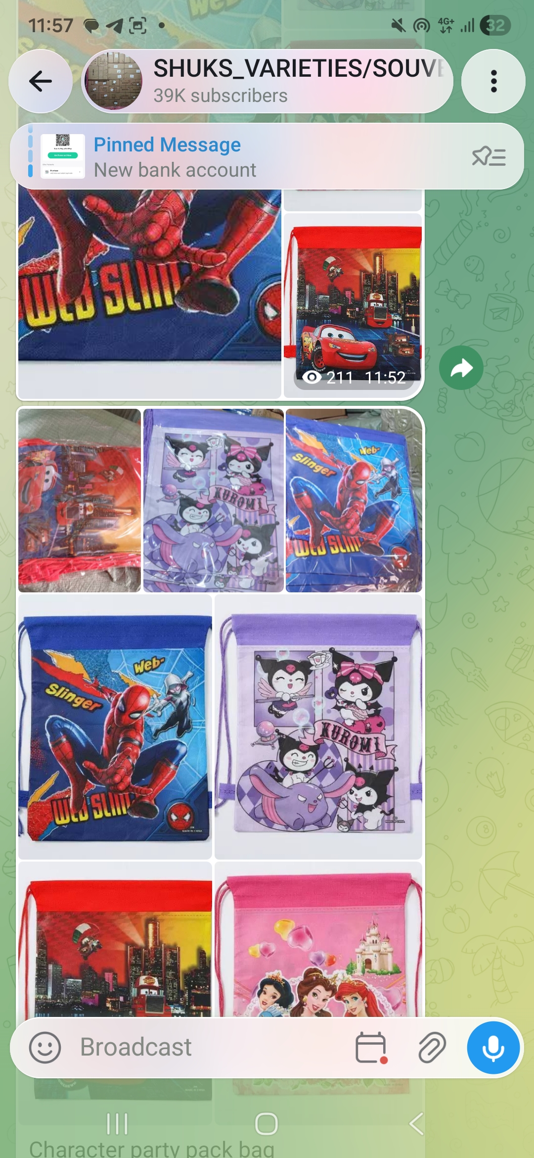 Character party pack bag (12pieces)