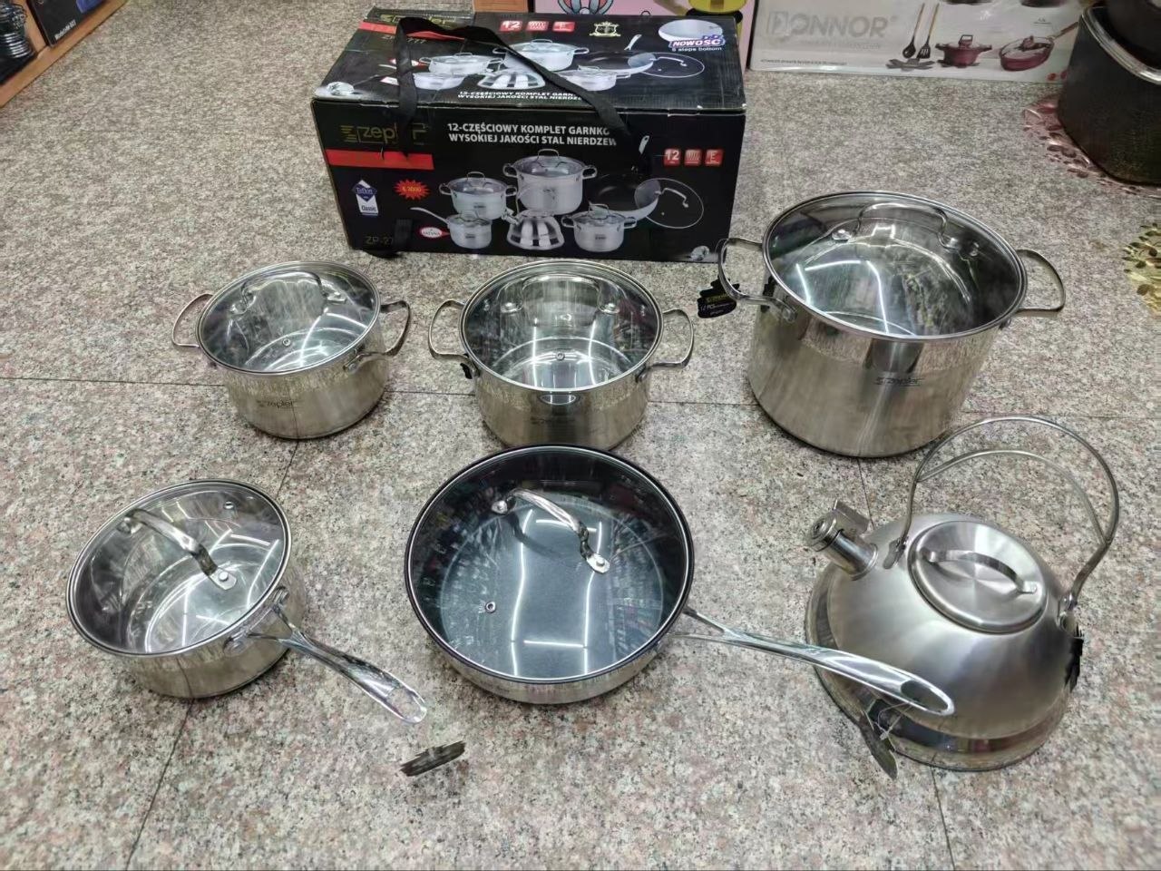 Zepter stainless steel set of pot and kettle