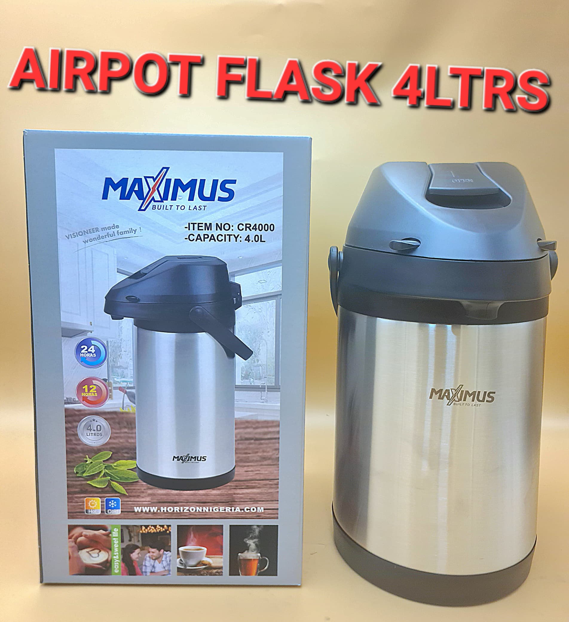 24 hours hot Vacuum flask 4 litres.