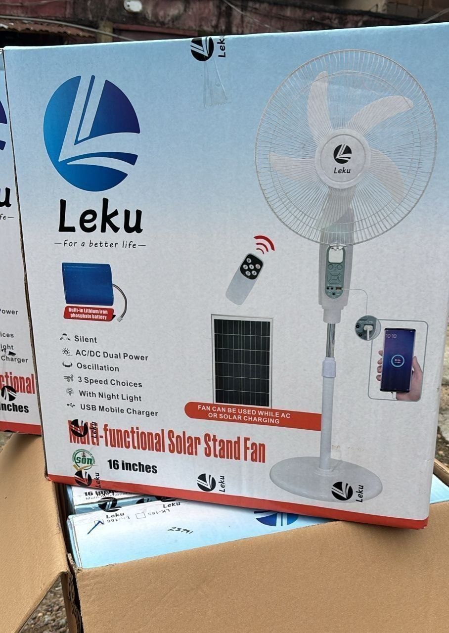Leku  solar rechargeable standing fan with Bluetooth (16inches)