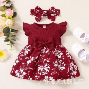 RED BOW BABY GOWN