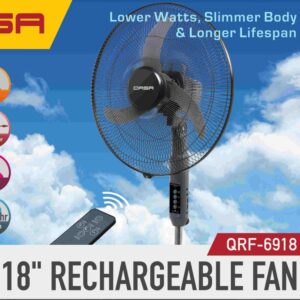 18 inches Qasa Rechargeable Fan..  Powerful Lithium battery inbuilt.