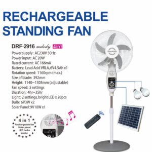 New model Duravolt 16 inches fan..solar/  Rechargeable )